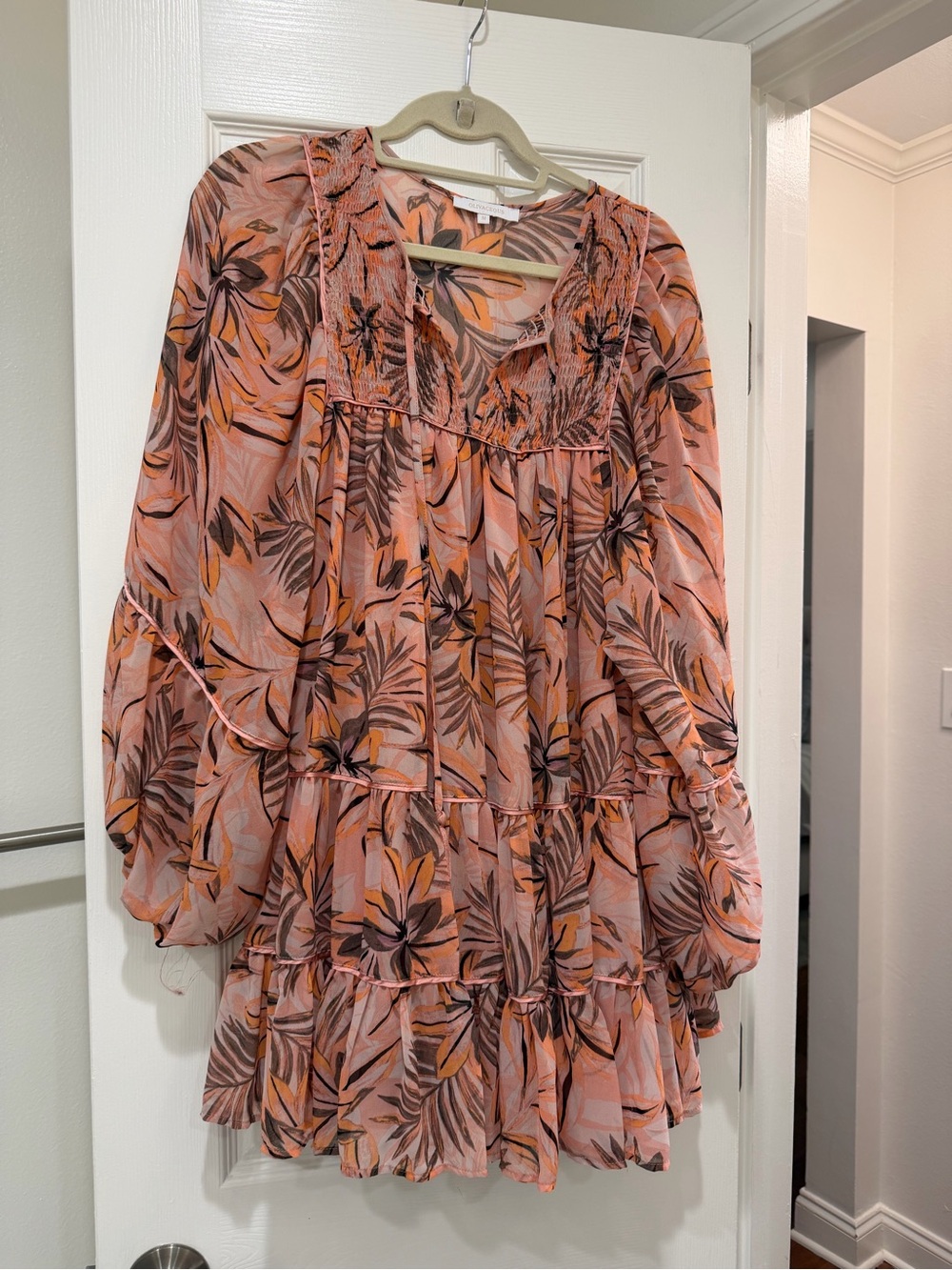 Pink Tropical Tiered Dress